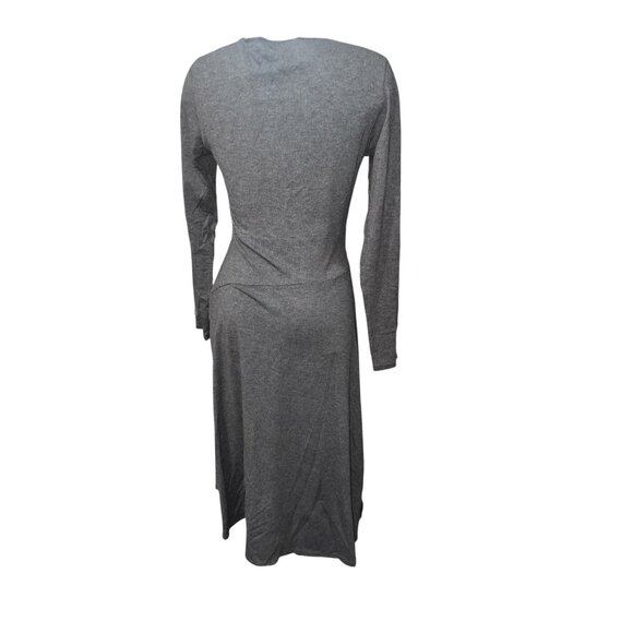 Max & Cleo Womens Long Sleeve Faux Wrap Midi Dress Size Medium Gray - Picture 2 of 9